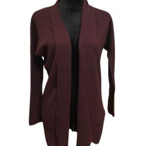 NWT Rachel Zoe Open Front Cardigan Sweater -Wine Burgundy Knit Long Sleeve XS